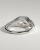 Lennon - Elongated Cushion East West Bezel Solitaire with Signet Band Engagement Ring - 18k White Gold