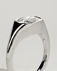 Lennon - Elongated Cushion East West Bezel Solitaire with Signet Band Engagement Ring - 18k White Gold