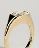 Lennon - Elongated Cushion East West Bezel Solitaire with Signet Band Engagement Ring - 18k Yellow Gold