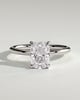 Leonora - Elongated Cushion 4 Claw Solitaire Engagement Ring - 18k White Gold High Setting