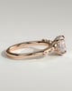 Leslie - Round Claw Solitaire with Hidden Halo, Opposing Marquise Accents and Cathedral High Setting Engagement Ring - 18k Rose Gold