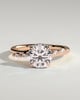 Leslie - Round Claw Solitaire with Hidden Halo, Opposing Marquise Accents and Cathedral High Setting Engagement Ring - 18k Rose Gold