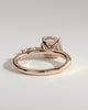 Leslie - Round Claw Solitaire with Hidden Halo, Opposing Marquise Accents and Cathedral High Setting Engagement Ring - 18k Rose Gold