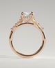 Leslie - Round Claw Solitaire with Hidden Halo, Opposing Marquise Accents and Cathedral High Setting Engagement Ring - 18k Rose Gold