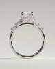 Leslie - Round Claw Solitaire with Hidden Halo, Opposing Marquise Accents and Cathedral High Setting Engagement Ring - 18k White Gold