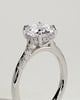 Leslie - Round Claw Solitaire with Hidden Halo, Opposing Marquise Accents and Cathedral High Setting Engagement Ring - 18k White Gold