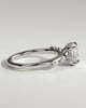 Leslie - Round Claw Solitaire with Hidden Halo, Opposing Marquise Accents and Cathedral High Setting Engagement Ring - 18k White Gold