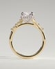 Leslie - Round Claw Solitaire with Hidden Halo, Opposing Marquise Accents and Cathedral High Setting Engagement Ring - 18k Yellow Gold / 18k White Gold