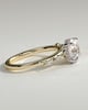 Leslie - Round Claw Solitaire with Hidden Halo, Opposing Marquise Accents and Cathedral High Setting Engagement Ring - 18k Yellow Gold / 18k White Gold
