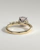 Leslie - Round Claw Solitaire with Hidden Halo, Opposing Marquise Accents and Cathedral High Setting Engagement Ring - 18k Yellow Gold / 18k White Gold
