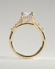 Leslie - Round Claw Solitaire with Hidden Halo, Opposing Marquise Accents and Cathedral High Setting Engagement Ring - 18k Yellow Gold