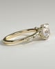 Leslie - Round Claw Solitaire with Hidden Halo, Opposing Marquise Accents and Cathedral High Setting Engagement Ring - 18k Yellow Gold