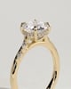 Leslie - Round Claw Solitaire with Hidden Halo, Opposing Marquise Accents and Cathedral High Setting Engagement Ring - 18k Yellow Gold