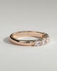 Levi - Oval East West Accent Stone with Closed Basket Setting Wedding Ring - 18k Rose Gold