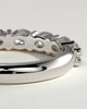 Levi - Oval East West Accent Stone with Closed Basket Setting Wedding Ring - 18k White Gold