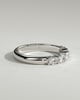 Levi - Oval East West Accent Stone with Closed Basket Setting Wedding Ring - 18k White Gold