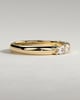 Levi - Oval East West Accent Stone with Closed Basket Setting Wedding Ring - 18k Yellow Gold