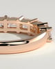 Lila - Emerald East West Accent Stone with Closed Basket Setting Wedding Ring - 18k Rose Gold