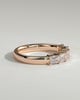 Lila - Emerald East West Accent Stone with Closed Basket Setting Wedding Ring - 18k Rose Gold