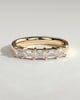 Lila - Emerald East West Accent Stone with Closed Basket Setting Wedding Ring - 18k Yellow Gold