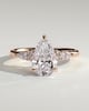 Lindsay - Pear Claw Solitaire with Pear Accents and Round Shoulder Stones Engagement Ring - 18k Rose Gold High Setting