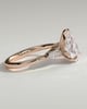Lindsay - Pear Claw Solitaire with Pear Accents and Round Shoulder Stones Engagement Ring - 18k Rose Gold High Setting