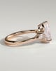 Lindsay - Pear Claw Solitaire with Pear Accents and Round Shoulder Stones Engagement Ring - 18k Rose Gold High Setting