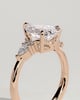 Lindsay - Pear Claw Solitaire with Pear Accents and Round Shoulder Stones Engagement Ring - 18k Rose Gold High Setting