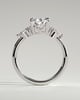 Lindsay - Pear Claw Solitaire with Pear Accents and Round Shoulder Stones Engagement Ring - 18k White Gold High Setting