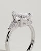Lindsay - Pear Claw Solitaire with Pear Accents and Round Shoulder Stones Engagement Ring - 18k White Gold High Setting