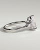 Lindsay - Pear Claw Solitaire with Pear Accents and Round Shoulder Stones Engagement Ring - 18k White Gold High Setting