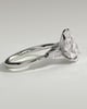 Lindsay - Pear Claw Solitaire with Pear Accents and Round Shoulder Stones Engagement Ring - 18k White Gold High Setting
