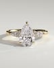 Lindsay - Pear Claw Solitaire with Pear Accents and Round Shoulder Stones Engagement Ring - 18k Yellow Gold High Setting