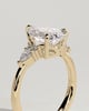 Lindsay - Pear Claw Solitaire with Pear Accents and Round Shoulder Stones Engagement Ring - 18k Yellow Gold High Setting