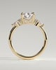 Lindsay - Pear Claw Solitaire with Pear Accents and Round Shoulder Stones Engagement Ring - 18k Yellow Gold High Setting