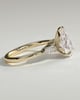 Lindsay - Pear Claw Solitaire with Pear Accents and Round Shoulder Stones Engagement Ring - 18k Yellow Gold High Setting