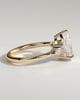 Lindsay - Pear Claw Solitaire with Pear Accents and Round Shoulder Stones Engagement Ring - 18k Yellow Gold High Setting