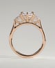 Lisa - Elongated Hexagon Claw Trilogy with Pear Side Stones and Cathedral Setting Engagement Ring - 18k Rose Gold