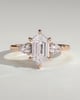 Lisa - Elongated Hexagon Claw Trilogy with Pear Side Stones and Cathedral Setting Engagement Ring - 18k Rose Gold