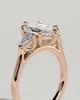 Lisa - Elongated Hexagon Claw Trilogy with Pear Side Stones and Cathedral Setting Engagement Ring - 18k Rose Gold