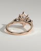 Lisa - Elongated Hexagon Claw Trilogy with Pear Side Stones and Cathedral Setting Engagement Ring - 18k Rose Gold
