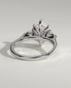 Lisa - Elongated Hexagon Claw Trilogy with Pear Side Stones and Cathedral Setting Engagement Ring - 18k White Gold