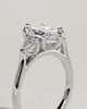 Lisa - Elongated Hexagon Claw Trilogy with Pear Side Stones and Cathedral Setting Engagement Ring - 18k White Gold