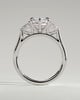 Lisa - Elongated Hexagon Claw Trilogy with Pear Side Stones and Cathedral Setting Engagement Ring - 18k White Gold