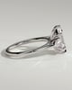 Lisa - Elongated Hexagon Claw Trilogy with Pear Side Stones and Cathedral Setting Engagement Ring - 18k White Gold