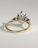Lisa - Elongated Hexagon Claw Trilogy with Pear Side Stones and Cathedral Setting Engagement Ring - 18k Yellow Gold / 18k White Gold