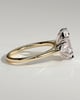 Lisa - Elongated Hexagon Claw Trilogy with Pear Side Stones and Cathedral Setting Engagement Ring - 18k Yellow Gold / 18k White Gold