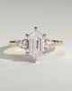 Lisa - Elongated Hexagon Claw Trilogy with Pear Side Stones and Cathedral Setting Engagement Ring - 18k Yellow Gold / 18k White Gold