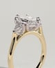 Lisa - Elongated Hexagon Claw Trilogy with Pear Side Stones and Cathedral Setting Engagement Ring - 18k Yellow Gold / 18k White Gold