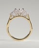 Lisa - Elongated Hexagon Claw Trilogy with Pear Side Stones and Cathedral Setting Engagement Ring - 18k Yellow Gold / 18k White Gold